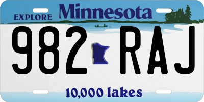 MN license plate 982RAJ