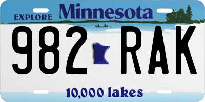 MN license plate 982RAK