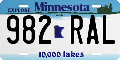 MN license plate 982RAL