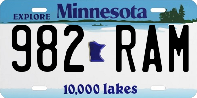 MN license plate 982RAM