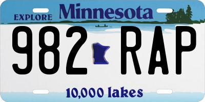 MN license plate 982RAP