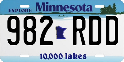 MN license plate 982RDD