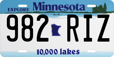MN license plate 982RIZ