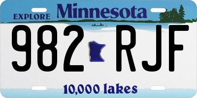MN license plate 982RJF