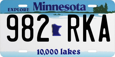 MN license plate 982RKA