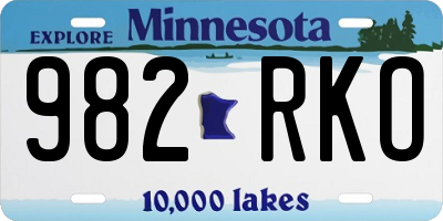 MN license plate 982RKO