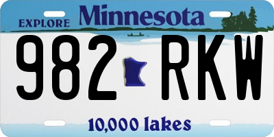 MN license plate 982RKW
