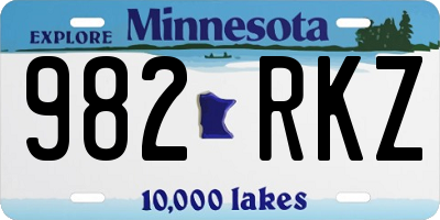 MN license plate 982RKZ