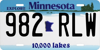 MN license plate 982RLW