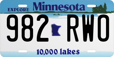 MN license plate 982RWO