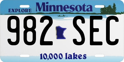 MN license plate 982SEC