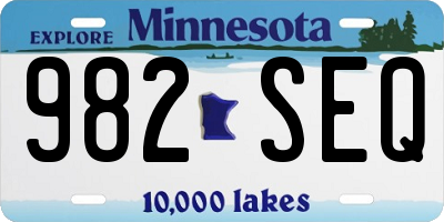 MN license plate 982SEQ