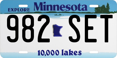 MN license plate 982SET