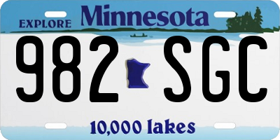 MN license plate 982SGC