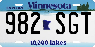 MN license plate 982SGT