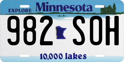 MN license plate 982SOH
