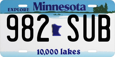 MN license plate 982SUB