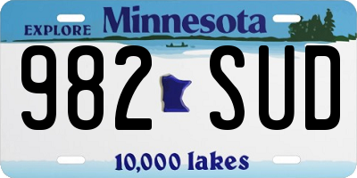 MN license plate 982SUD