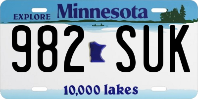 MN license plate 982SUK