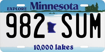 MN license plate 982SUM