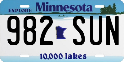 MN license plate 982SUN