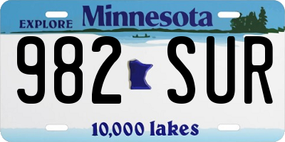 MN license plate 982SUR