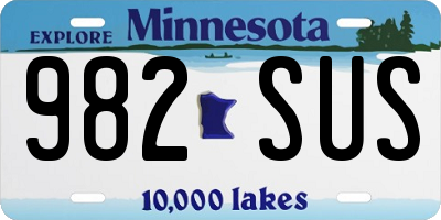 MN license plate 982SUS