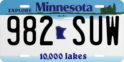 MN license plate 982SUW