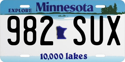 MN license plate 982SUX