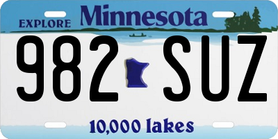 MN license plate 982SUZ