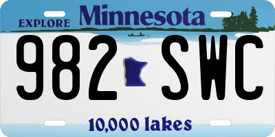 MN license plate 982SWC