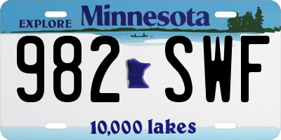 MN license plate 982SWF