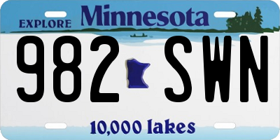 MN license plate 982SWN