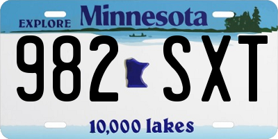 MN license plate 982SXT