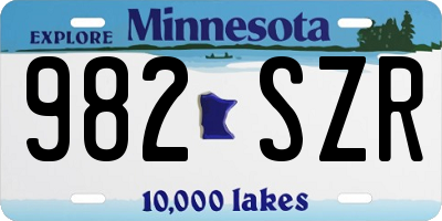 MN license plate 982SZR