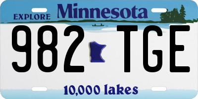 MN license plate 982TGE