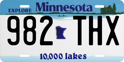MN license plate 982THX