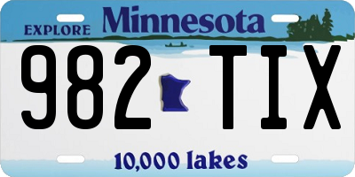 MN license plate 982TIX