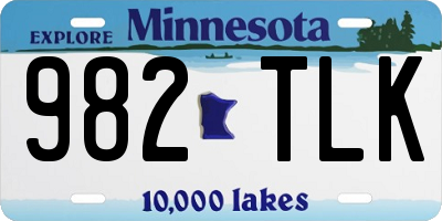 MN license plate 982TLK