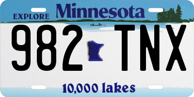 MN license plate 982TNX
