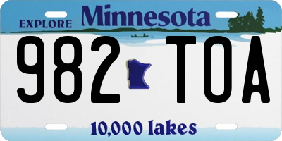 MN license plate 982TOA