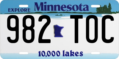 MN license plate 982TOC