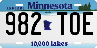 MN license plate 982TOE