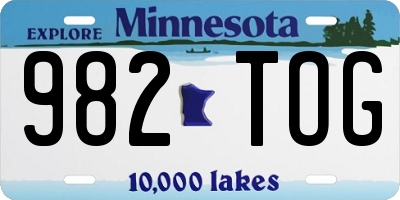 MN license plate 982TOG