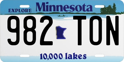 MN license plate 982TON