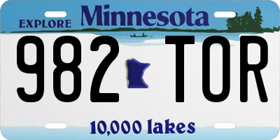 MN license plate 982TOR