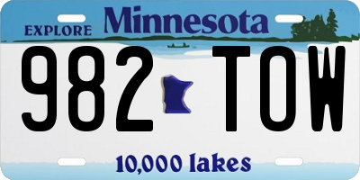 MN license plate 982TOW