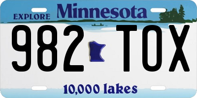 MN license plate 982TOX