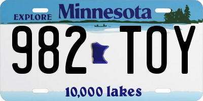 MN license plate 982TOY