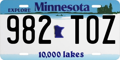 MN license plate 982TOZ
